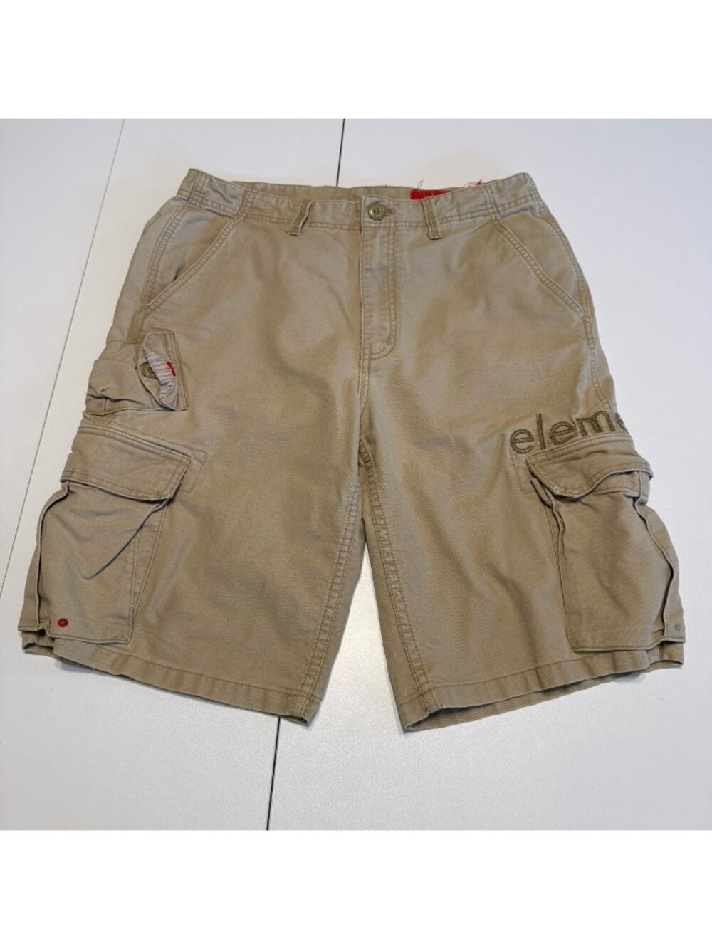 Element Skate Cargo Shorts Mens 32 Beige Baggy Embroidered